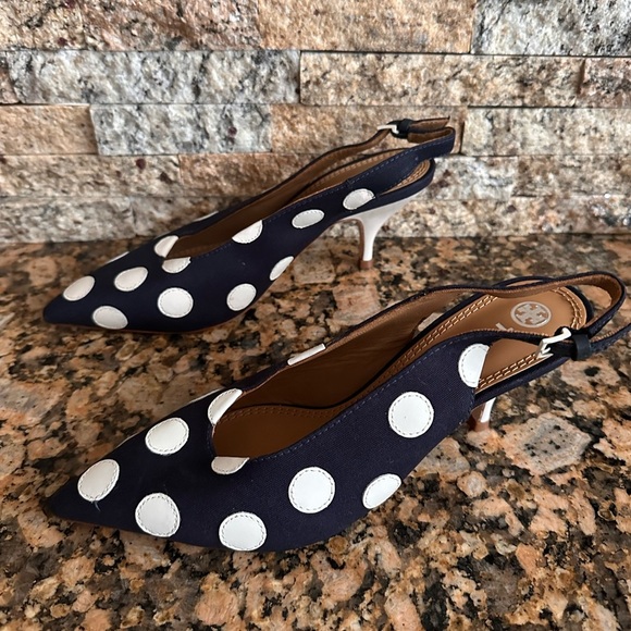 Tory Burch Sling Back Pump Spencer Navy - Picture 4 of 8